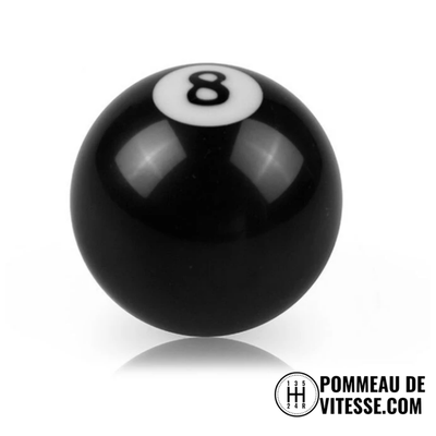 Pommeau de vitesse boule de billard numéro 8, pastille orientée vers le haut et laquage brillant