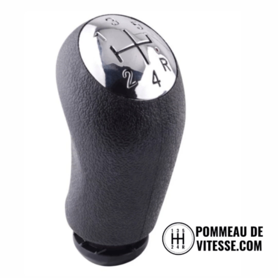Pommeau de vitesse Clio 4 noir, dessus chromé à grille 5 vitesses gravée