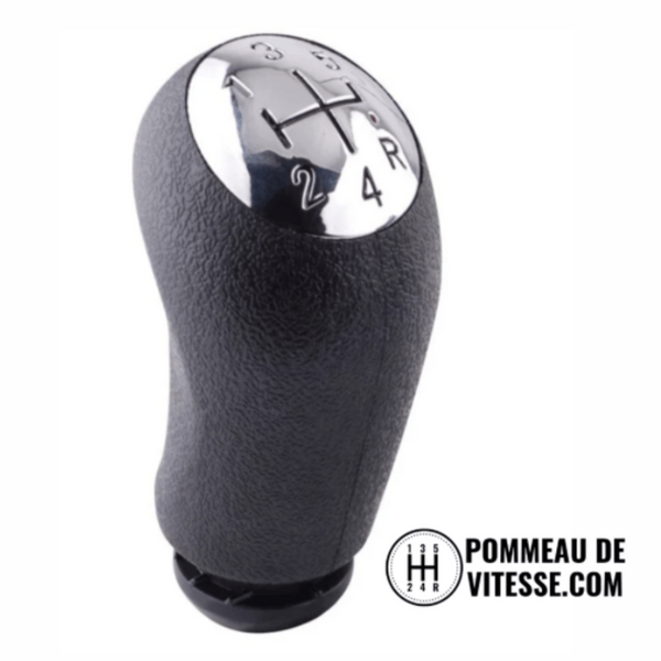 Pommeau de vitesse Clio 4 noir, dessus chromé à grille 5 vitesses gravée