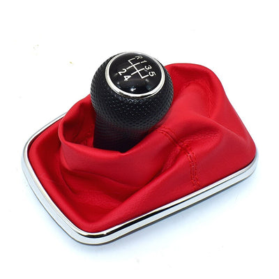 Pommeau de vitesse Golf 4 noir avec soufflet rouge et entourage chromé