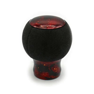 Pommeau de vitesse rouge étoilé en suédine noire, insert et pied rouge galaxie
