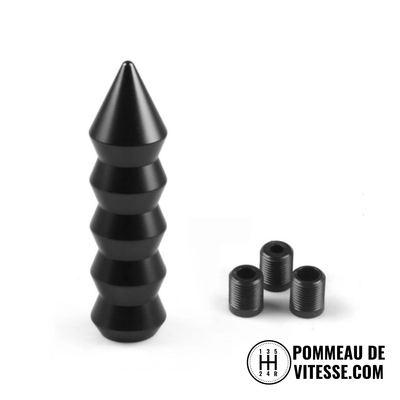 Pommeau de vitesse M4 noir mat, pointe conique et bagues d'adaptation noires