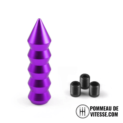 Pommeau de vitesse M4 spike violet anodisé, corps annelé et embout pointu