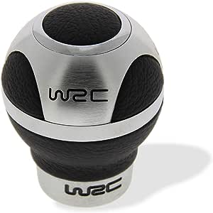 Pommeau de vitesse WRC, de couleur gris et noir.