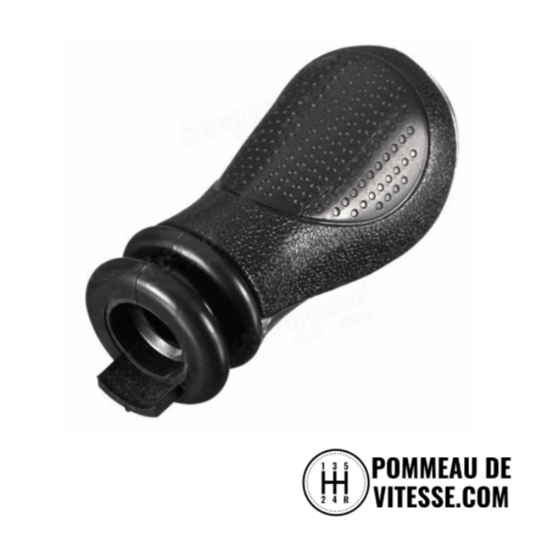 Pommeau de vitesse Xsara Picasso noir grainé vu de dessous, avec sa bague de fixation sur le levier